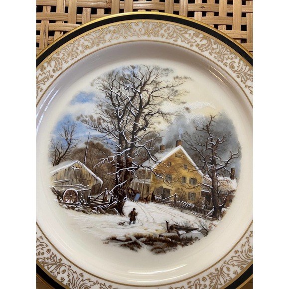 Lenox Plate, “Winter In The Country A Cold Morning” 1987 Limited Currier & Ives - Picture 2 of 10